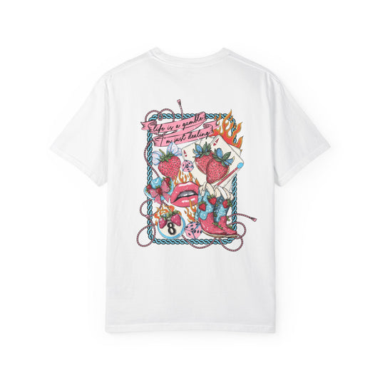Retro Western Cowgirl Sublimation Design, Life is a Gamble Graphic Tee
