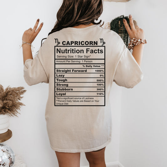 Capricorn Nutrition Facts Unisex Softstyle T-Shirt, Astrology Tee, Horoscope Shirt, Zodiac Apparel, Astrology Gift